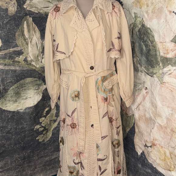 Free People Forget Me Not Embroidered Trench Coat - Picture 7 of 9